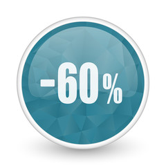 60 percent sale retail brillant crystal design round blue web icon.