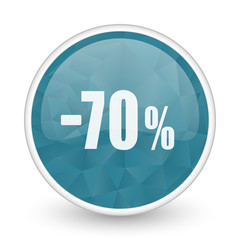 70 percent sale retail brillant crystal design round blue web icon.