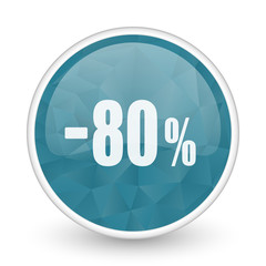 80 percent sale retail brillant crystal design round blue web icon.