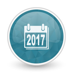 New year 2017 brillant crystal design round blue web icon.