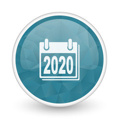 New year 2020 brillant crystal design round blue web icon.