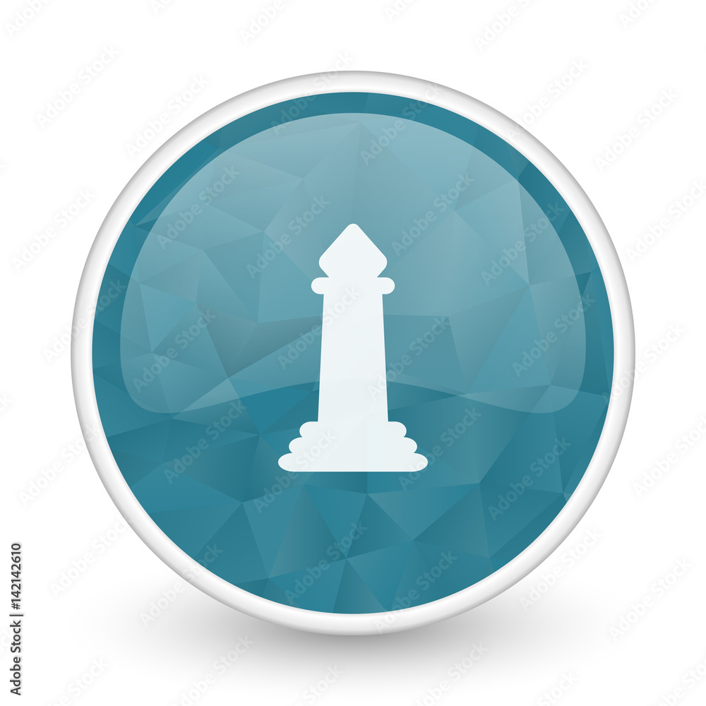 Poster chess brillant crystal design round blue web icon.