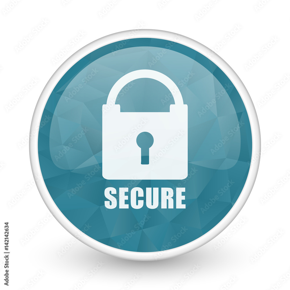 Poster secure brillant crystal design round blue web icon.