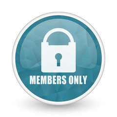 Members only brillant crystal design round blue web icon.