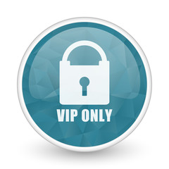 Vip only brillant crystal design round blue web icon.