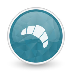 Croissant brillant crystal design round blue web icon.