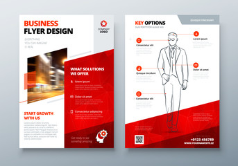 Flyer design. Corporate business template for brochure, report, catalog, magazine. Layout with modern square photo and abstract triangle background. Creative vector concept