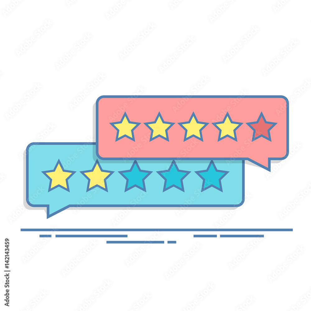 Poster concept of customer feedback. rating in the form of stars. negative or positive rating. dialog box f