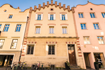 Typical architecture of the houses in Bressanone, Italy.
