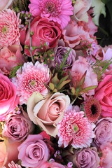 Mixed pink wedding flowers