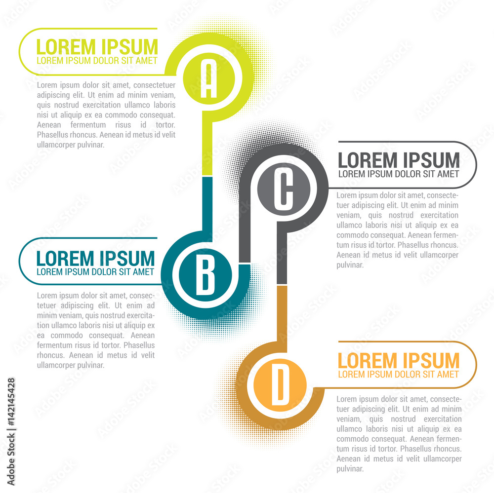 Poster infographic line with abcd labels and place for text