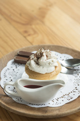 Cake and whipped cream