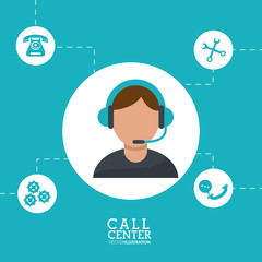 call center man operator wearing headphone support vector illustration eps 10