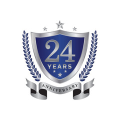 24th anniversary years shield blue silver color
