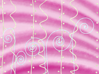 Hand drawn wallpaper of abstract curvy lines on pink background, illustration painted by oil color and paper chalk, high quality