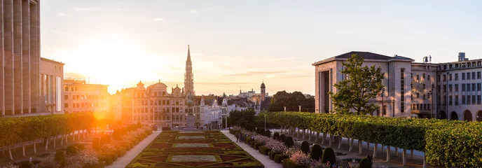 Peel and stick wall murals Brussels Cityscape of Brussels at sunset