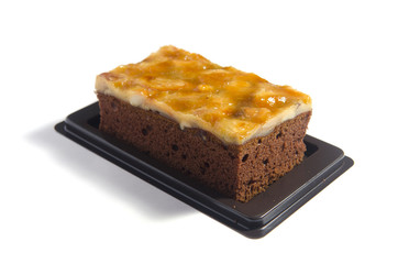 Chocolate cake, cashew nut brownie isolated on white background