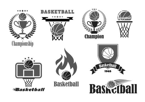 Basketball championship award vector icons set