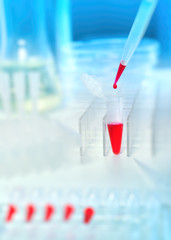 Scientific or medical background in red and blue