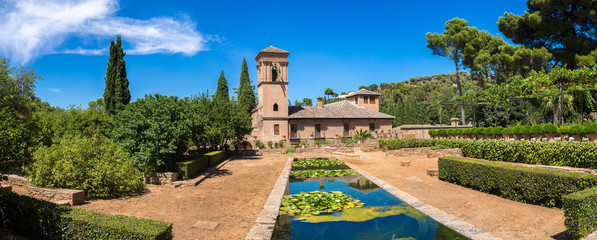 Garden and Bell Tower in Alhambra palace
