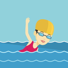 Woman swimming vector illustration.