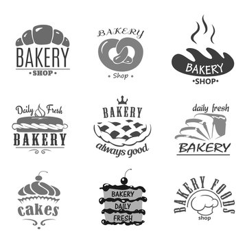 Bread icons and cakes vector symbols for bakery
