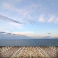 Beautiful sky and ocean with wooden berth