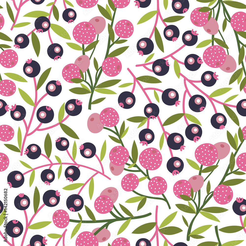Poster seamless vector background with berries