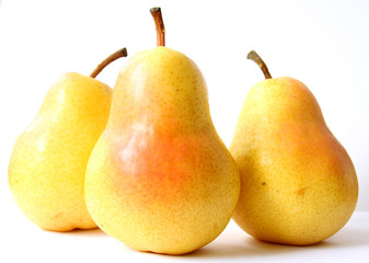 Three pears, isolated on white
