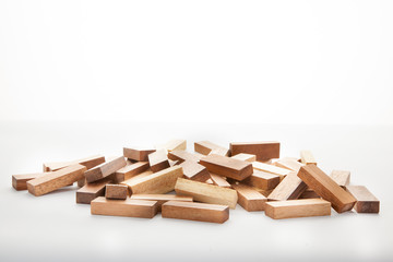 Blocks of wood isolated on white background,Strategy game as a business plan