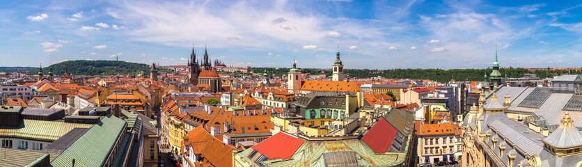 Naklejka na ściany i meble Panoramic aerial view of Prague
