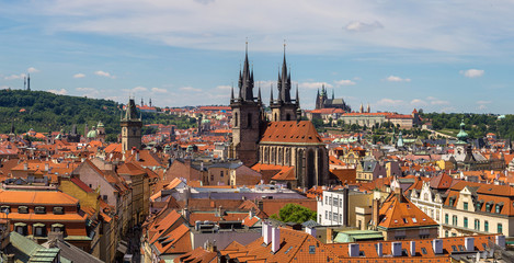 Naklejka premium Panoramic aerial view of Prague