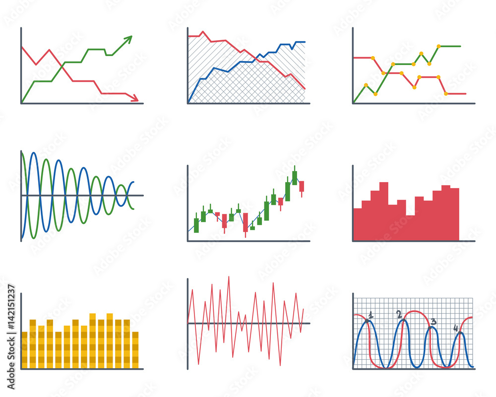 Poster business data graph analytics elements bar pie charts diagrams and flat icon infographics design iso