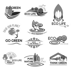 Eco life and green environment vector icons