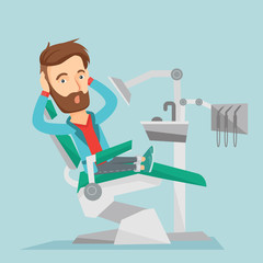 Scared patient in dental chair vector illustration