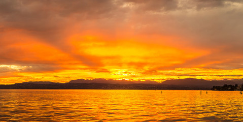 Sunset on Garda lake in Italy