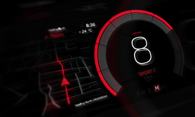 Modern sports car  dashboard 3D illustration (3D rendering)