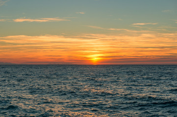 Sunset landscape with sea. Seascape