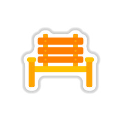 park seat in paper sticker style