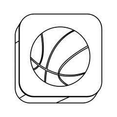 Naklejka premium square silhouette button with contour basketball ball vector illustration