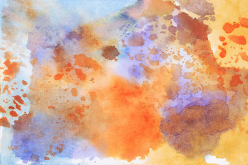 Obraz na płótnie Canvas Abstract colorful water color for background. Watercolor wet brush hand drawn paper texture background. Designed art background. Used watercolor elements.