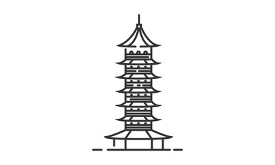 Pagoda historic site, Pagoda heritage site, Pagoda icon vector