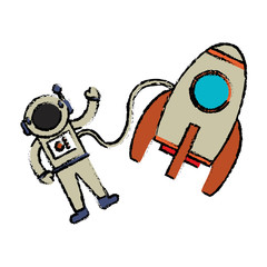 astronaut rocket floating image vector illustration eps 10