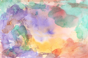 Abstract colorful water color for background. Watercolor wet brush hand drawn paper texture background. Designed art background. Used watercolor elements.