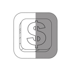 sticker square silhouette button with contour dollar symbol vector illustration