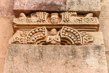 Stone carving on the wall of temples  in Bhubaneswar.India.