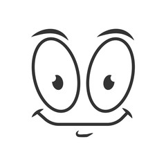 Simple joyful cartoon emoticon in black and white. Happy emotion