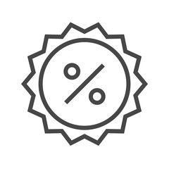 Percent Badge Thin Line Vector Icon. Flat icon isolated on the white background. Editable EPS file. Vector illustration.