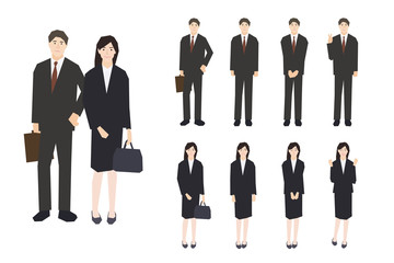 新卒社員・就活中の若いビジネスマン・ビジネスウーマンのイラスト素材