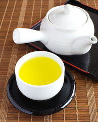 Japanese green tea with white cup of tea